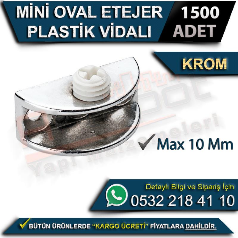 Mini Oval Etejer Plastik Vidalı (Max 10 Mm) Krom (1500 Adet)