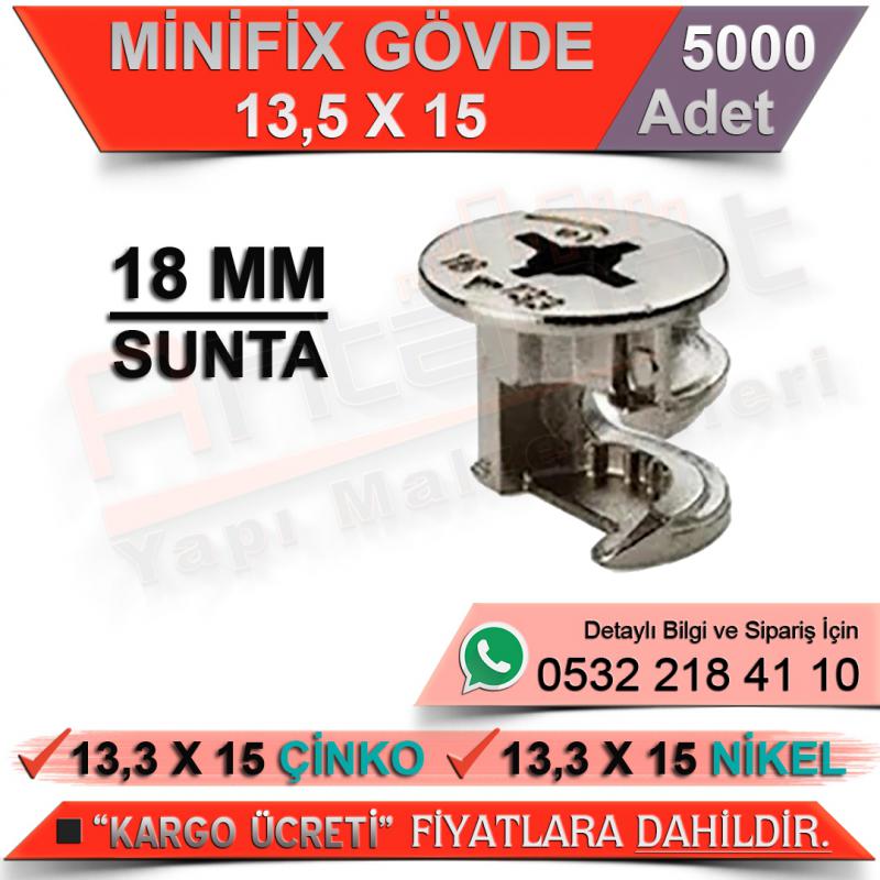 Minifix Gövde 18 Mm 13,3x15 Nikel (5000 Adet)