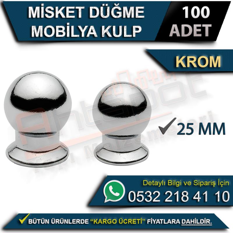 Misket Düğme Mobilya Kulp 25 Mm Krom (100 Adet)
