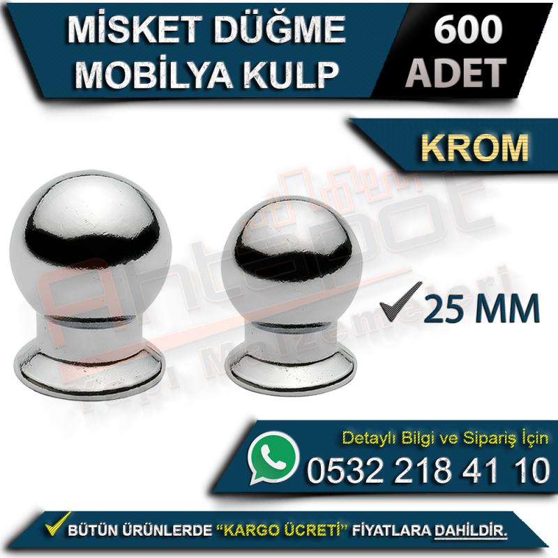 Misket Düğme Mobilya Kulp 25 Mm Krom (600 Adet)