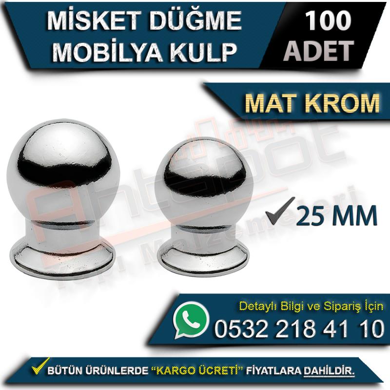 Misket Düğme Mobilya Kulp 25 Mm Mat Krom (100 Adet)