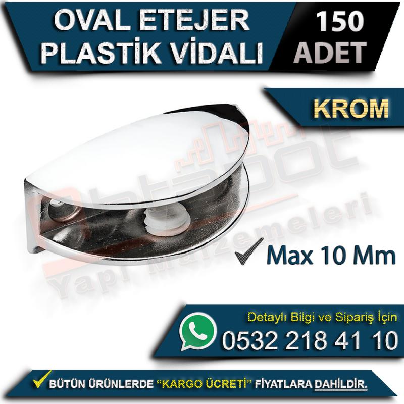 Oval Etejer Plastik Vidalı (Max 10 Mm) Krom (150 Adet)