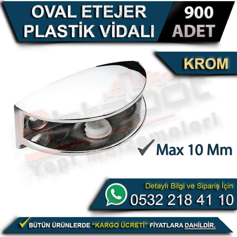 Oval Etejer Plastik Vidalı (Max 10 Mm) Krom (900 Adet)