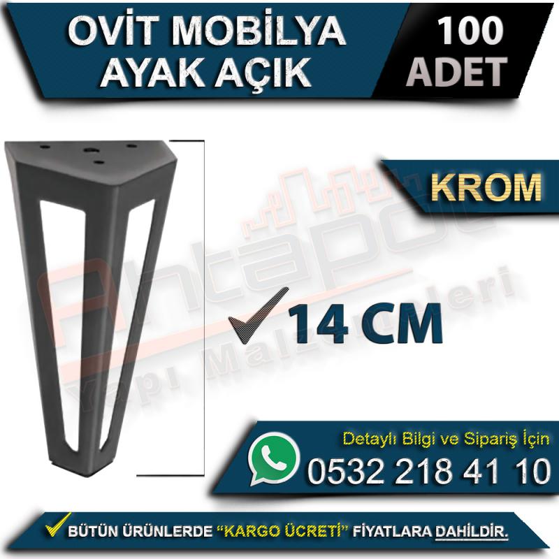 Ovit Mobilya Ayak Açık 14 Cm Krom (100 Adet)