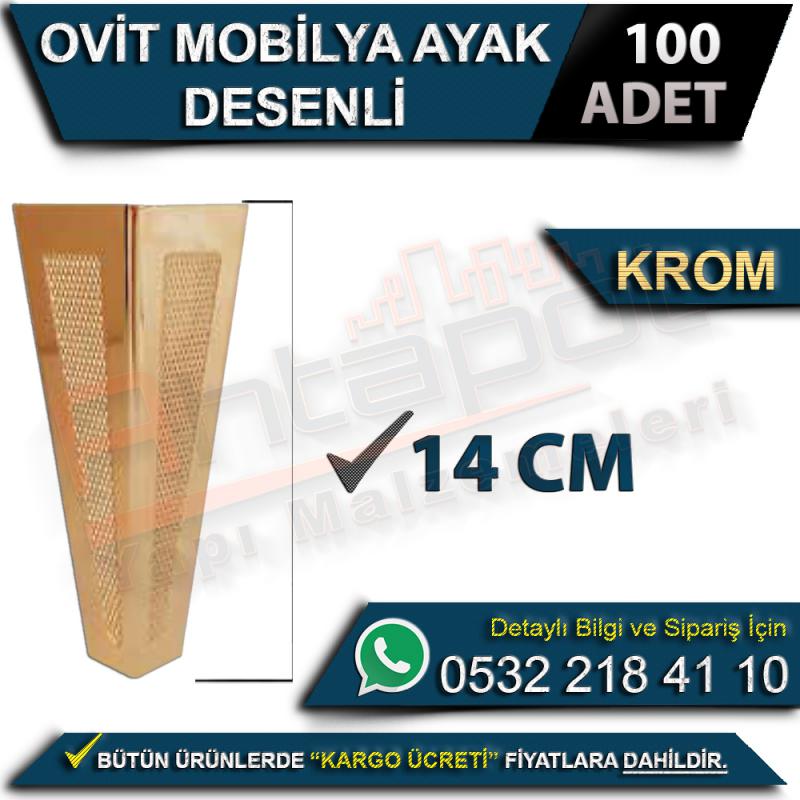 Ovit Mobilya Ayak Desenli 14 Cm Krom (100 Adet)