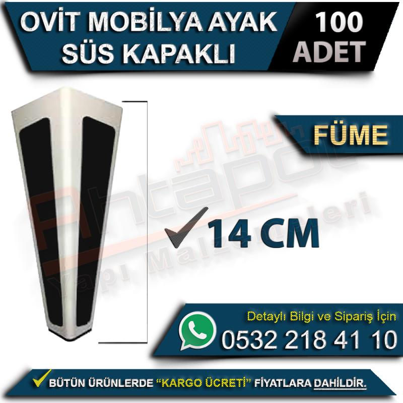 Ovit Mobilya Ayak Süs Kapaklı 14 Cm Füme (100 Adet)