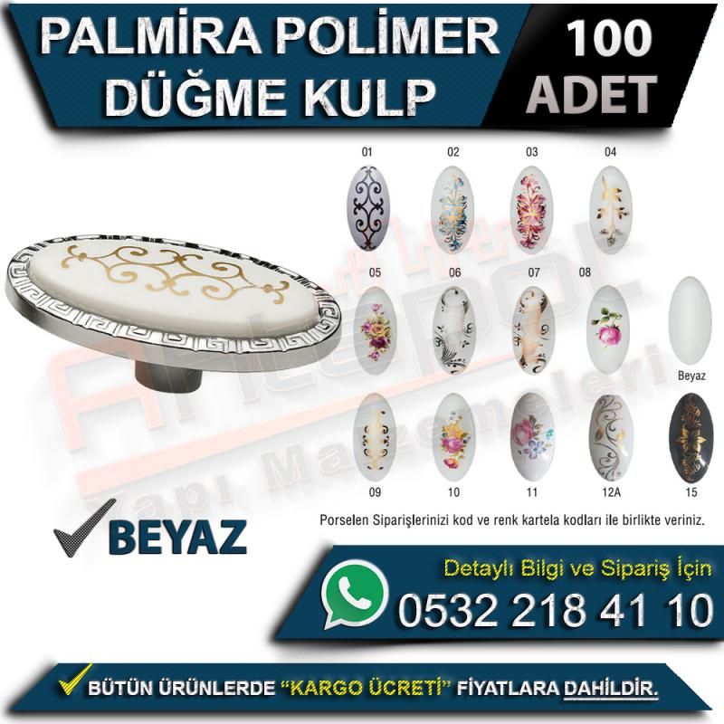 Palmira Polimer Düğme Kulp Beyaz (100 Adet)