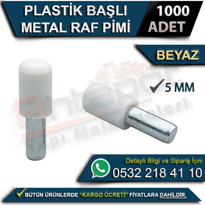 Plastik Başlı Metal Raf Pimi 5 Mm Beyaz (1000 Adet)