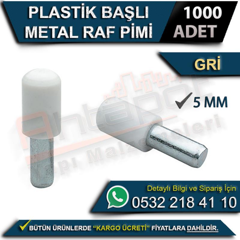 Plastik Başlı Metal Raf Pimi 5 Mm Gri (1000 Adet)