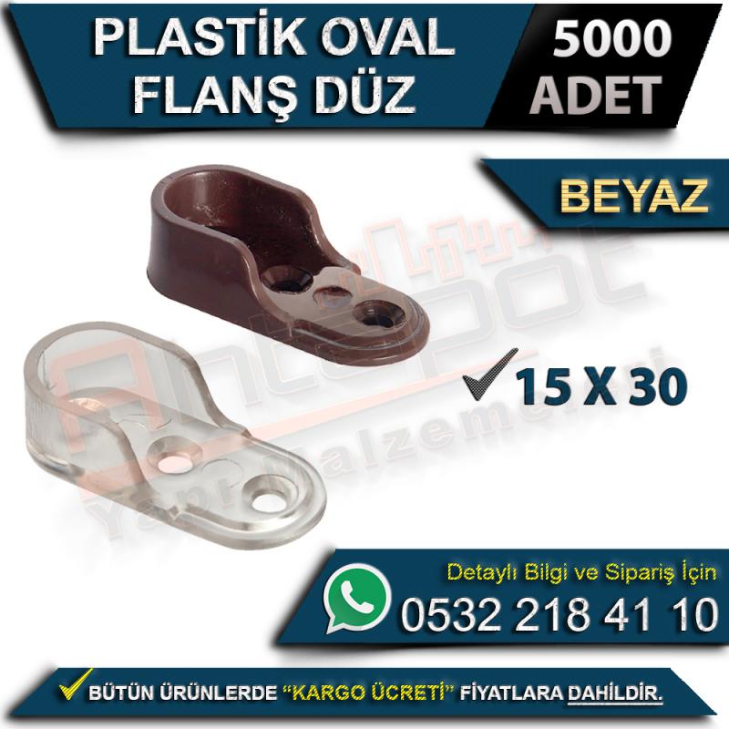 Plastik Oval Flanş Düz (15x30) Beyaz (5000 Adet)