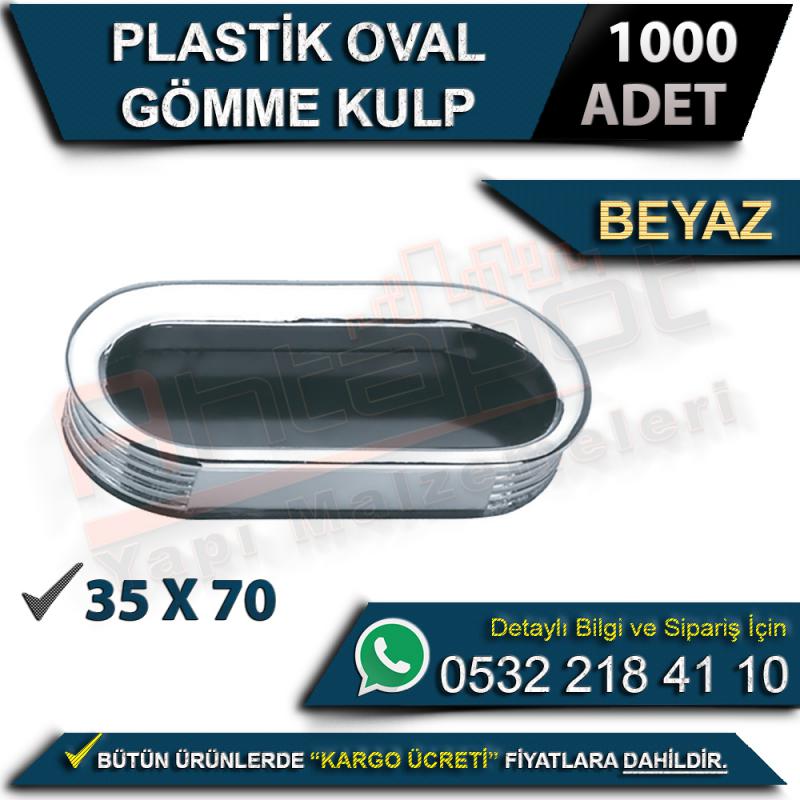 Plastik Oval Gömme Kulp 35X70 Beyaz (1000 Adet)