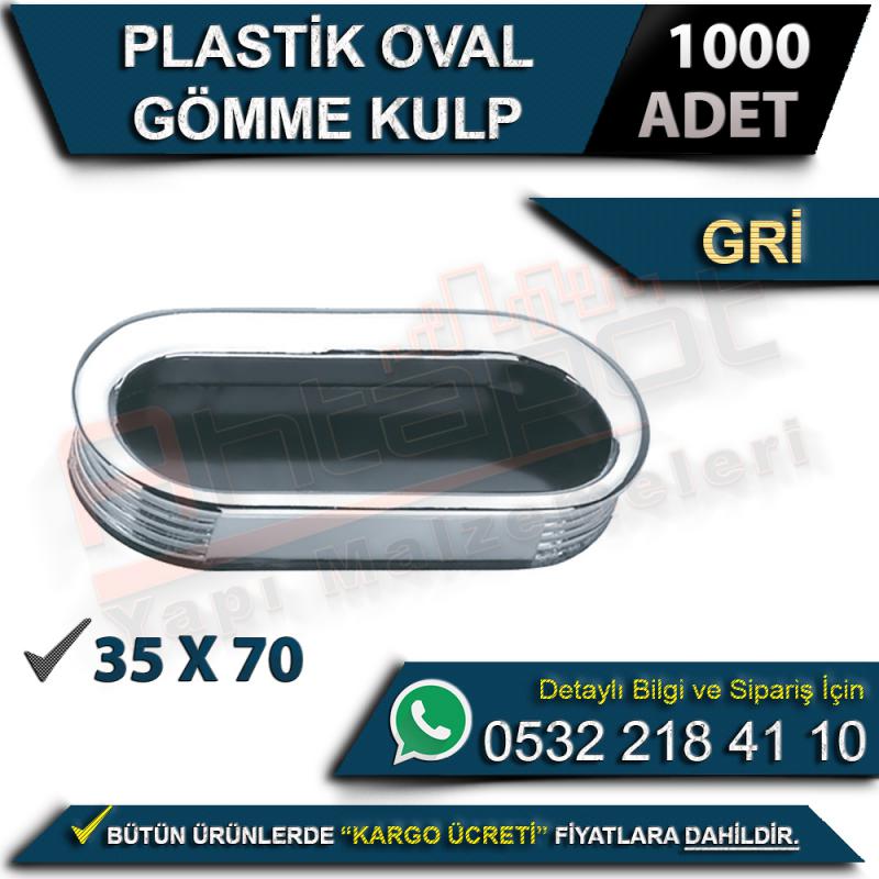 Plastik Oval Gömme Kulp 35X70 Gri (1000 Adet)