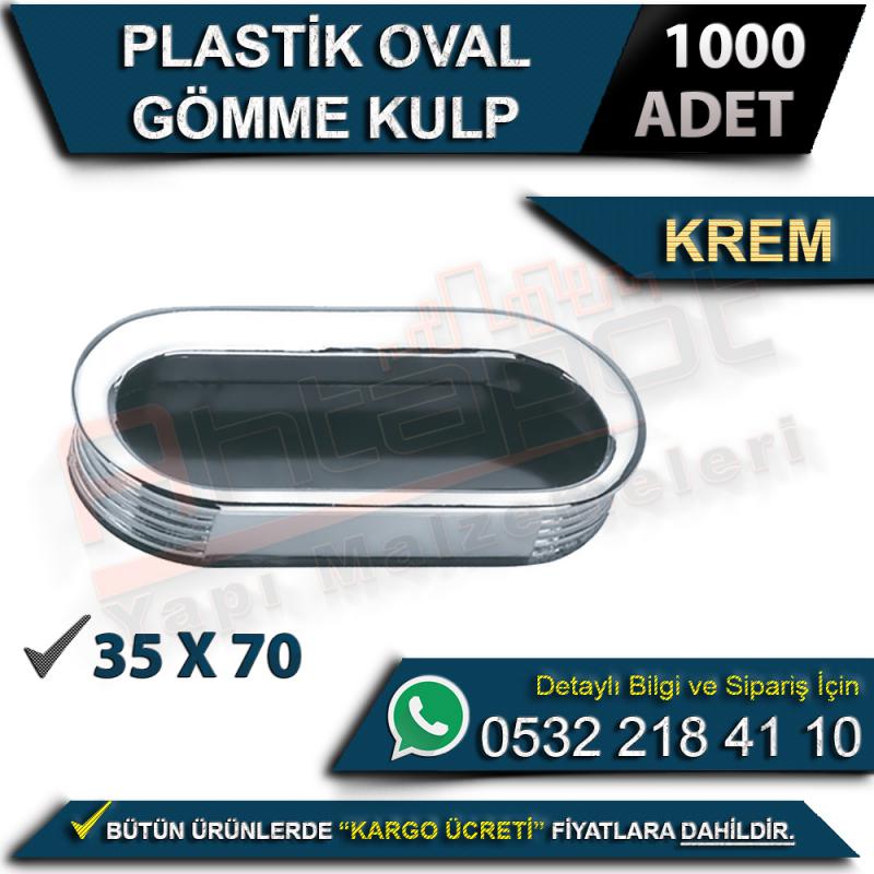 Plastik Oval Gömme Kulp 35X70 Krem (1000 Adet)