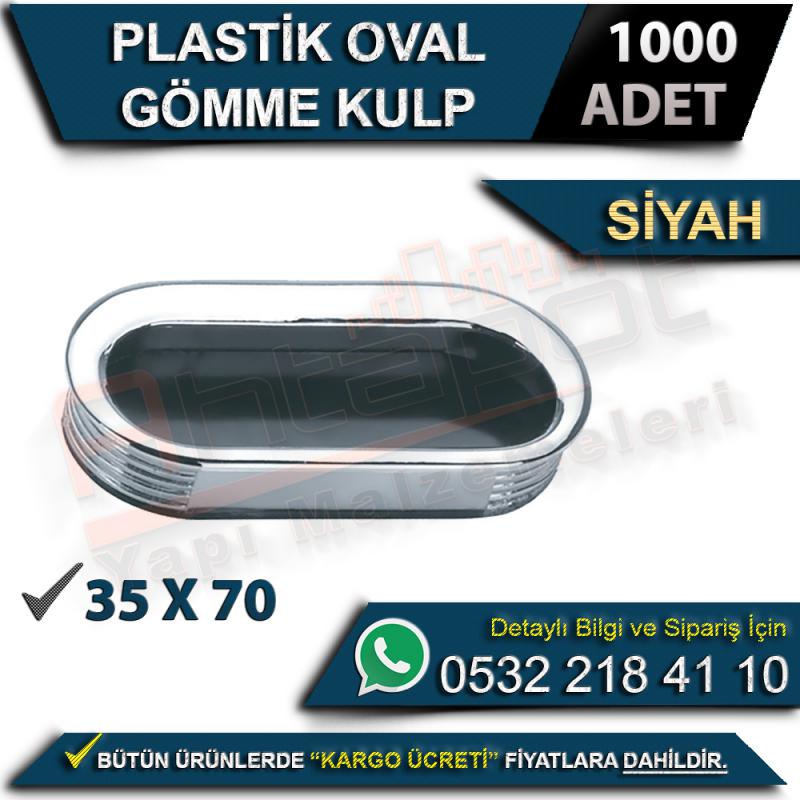 Plastik Oval Gömme Kulp 35X70 Siyah (1000 Adet)
