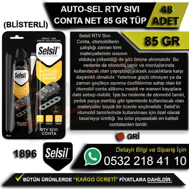 Selsil Auto Sel RTV Sıvı Conta 85 Gr Tüp Gri (48 Adet)