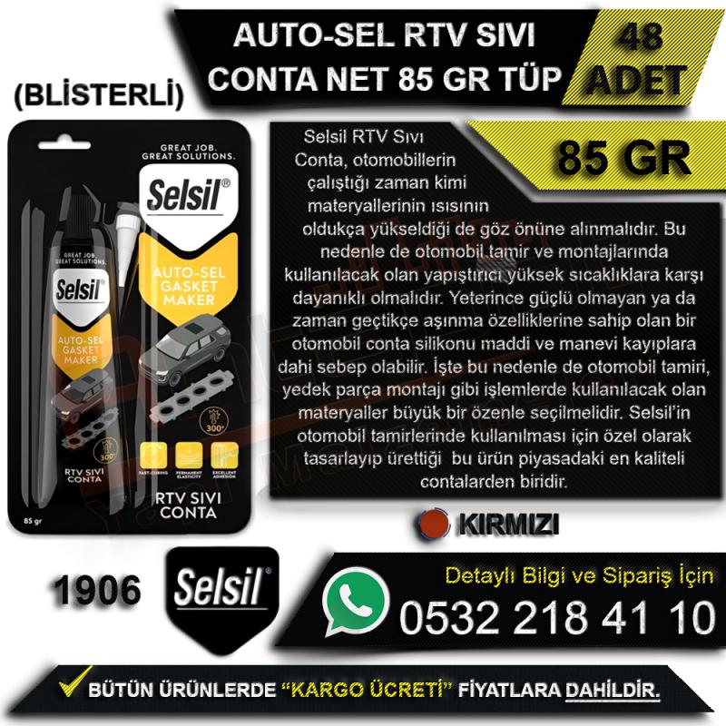 Selsil Auto Sel RTV Sıvı Conta 85 Gr Tüp Kırmızı (48 Adet)