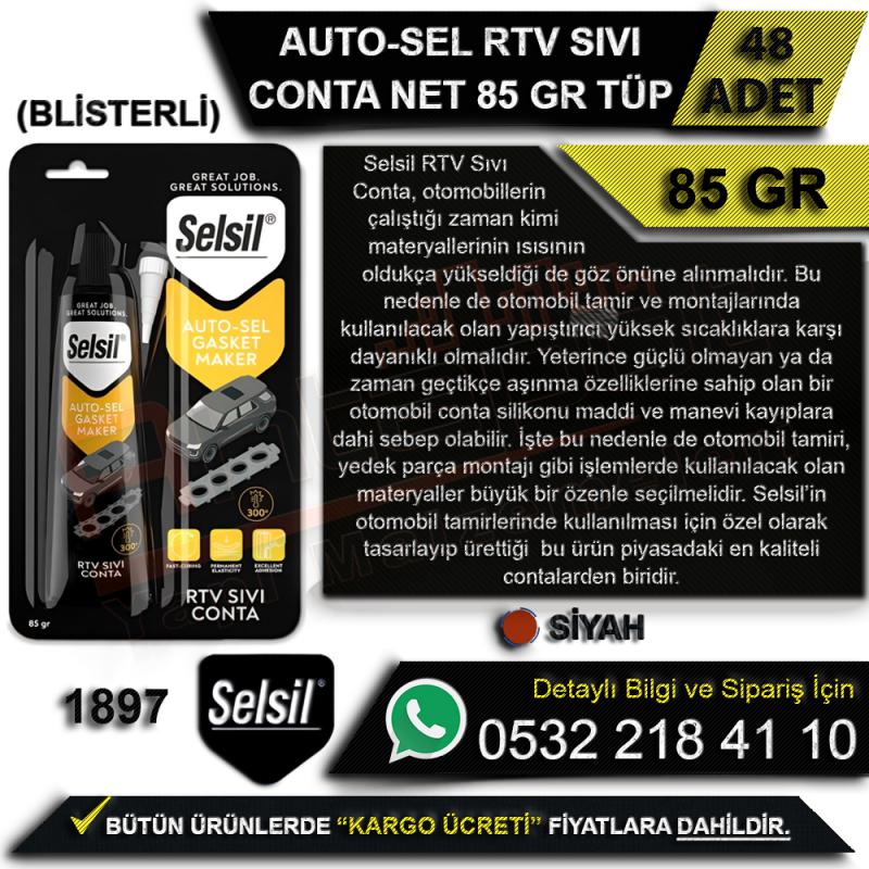 Selsil Auto Sel RTV Sıvı Conta 85 Gr Tüp Siyah (48 Adet)