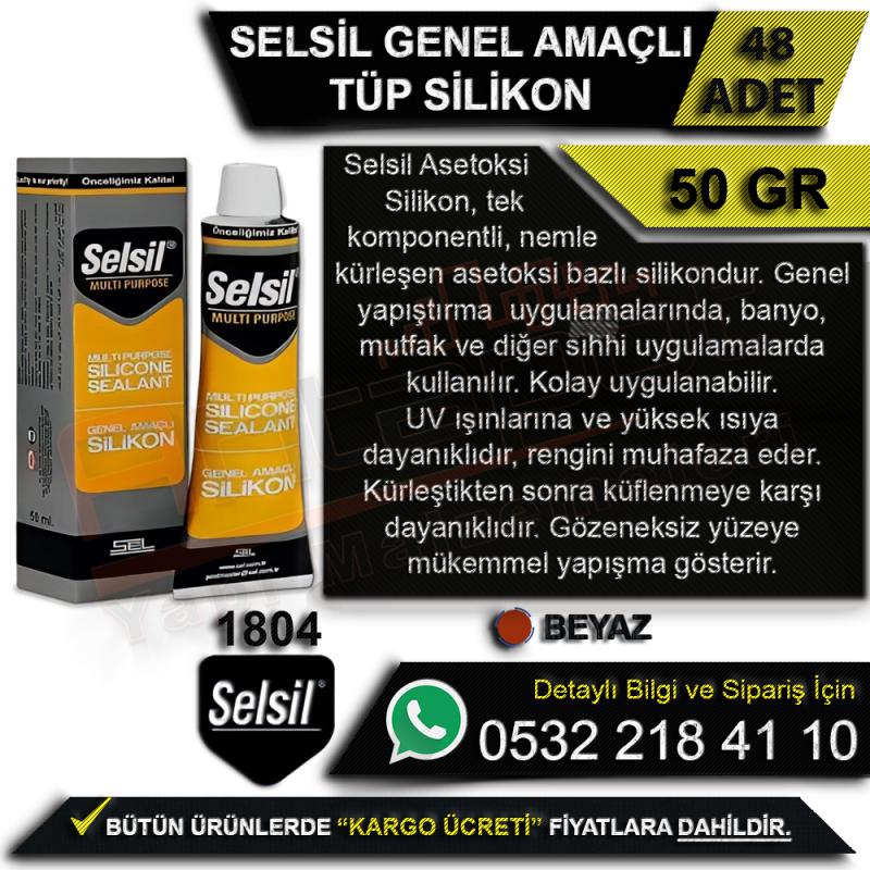 Selsil Genel Amaçlı Tüp Silikon 50 Gr Beyaz (48 Adet)