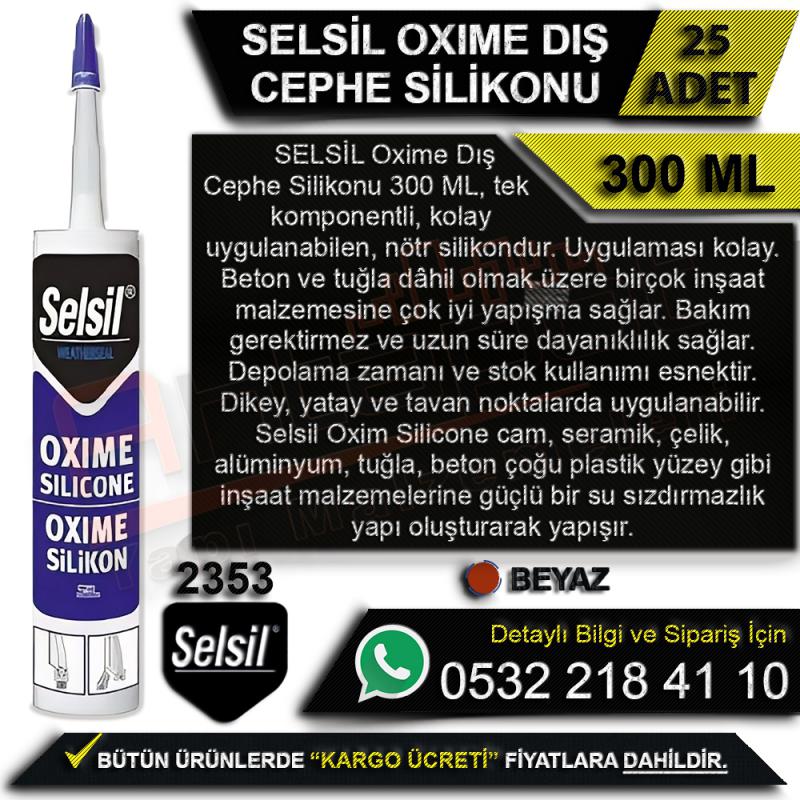 Selsil OXIME Dış Cephe Silikonu 300 Ml Beyaz (25 Adet)