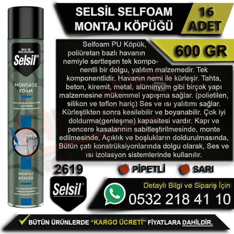 Selsil Selfoam Montaj Köpüğü 600 Gr Pipetli (16 Adet)