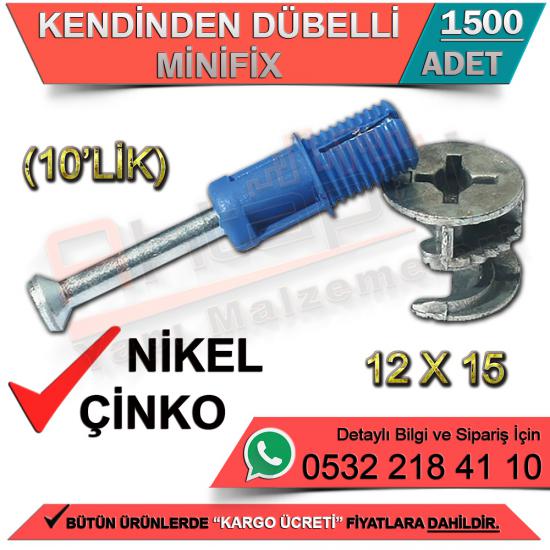 Kendinden Dübelli Minifix 12x15 10’Luk Nikel (1500 Adet)