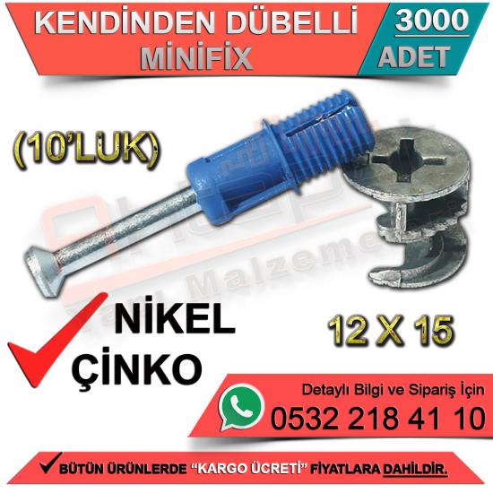 Kendinden Dübelli Minifix 12x15 10’Luk Nikel (3000 Adet)