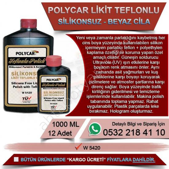 Politek Polycar Likit Teflonlu Polish / Silikonsuz / Beyaz 1000 Ml (12 Adet)