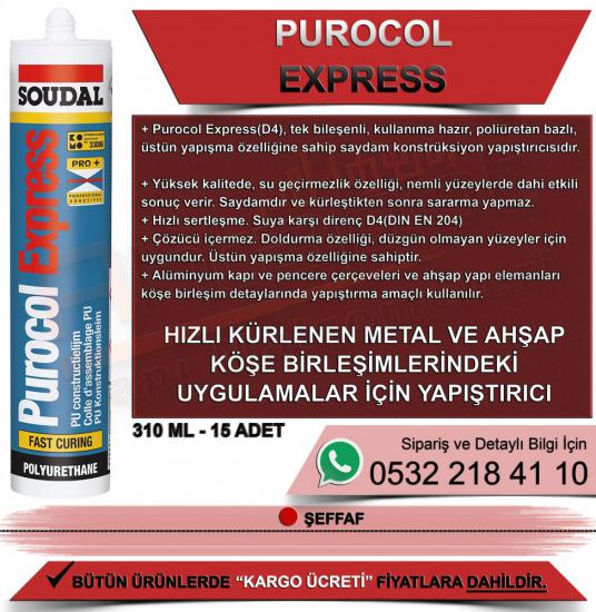 Soudal Purocol Express D4 Yapıştırıcı Şeffaf 310 Ml