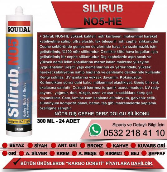 Soudal Silirub No5 Nötr İnşaat Silikonu Kırmızı 300 Ml