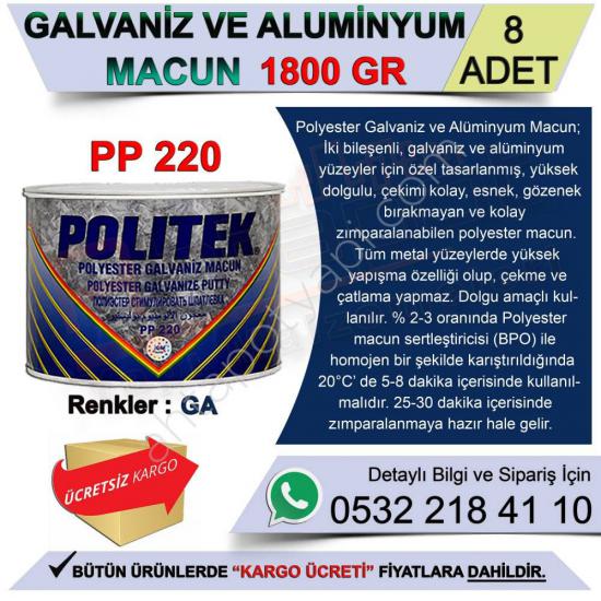 Politek Galvaniz Ve Alüminyum Macun 1800 Gr (8 Adet)