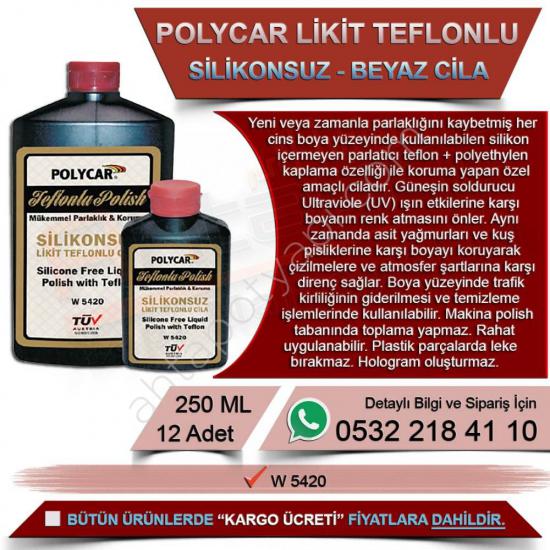 Politek Polycar Likit Teflonlu Polish / Silikonsuz / Beyaz 250 Ml (12 Adet)