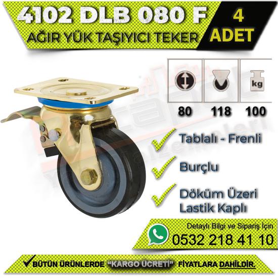 4102 DLB 080 F Ağır Yük Taşıyıcı Tablalı Burçlu Frenli Döküm Teker (4 ADET), 4102, DLB, 080, F, Ağır, Yük, Taşıyıcı, Tablalı, Burçlu, Frenli, Döküm, Teker, Ağır Yük Taşıyıcı Teker, Tablalı Burçlu Teke