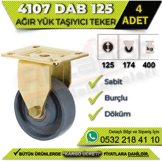 4107 DAB 125 Ağır Yük Taşıyıcı Sabit Burçlu Döküm Teker (4 ADET), 4107 DAB 125 Teker, Ağır Yük Taşıyıcı Teker, Sabit Burçlu Döküm Teker, 4107, DAB, 125, Ağır, Yük, Taşıyıcı, Sabit, Burçlu, Döküm,Teker