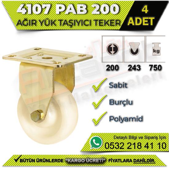 4107 PAB 200 Ağır Yük Taşıyıcı Sabit Burçlu Teker (4 ADET), 4107, PAB, 200, Ağır, Yük, Taşıyıcı, Sabit, Burçlu, Teker, 4107 PAB 200 Teker, Ağır Yük Taşıyıcı Teker