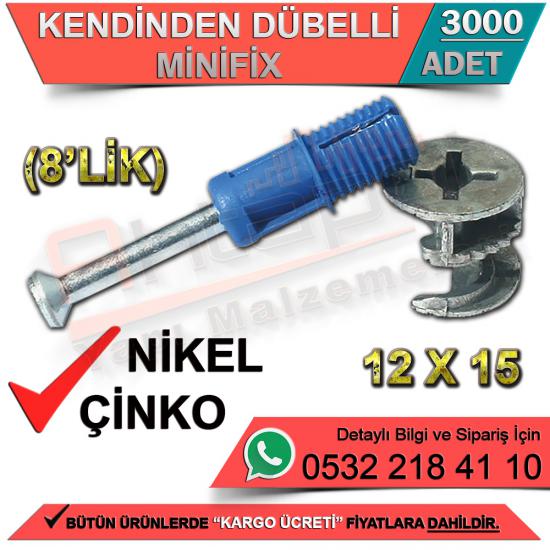 Kendinden Dübelli Minifix 12x15 8’Lik Nikel (3000 Adet)