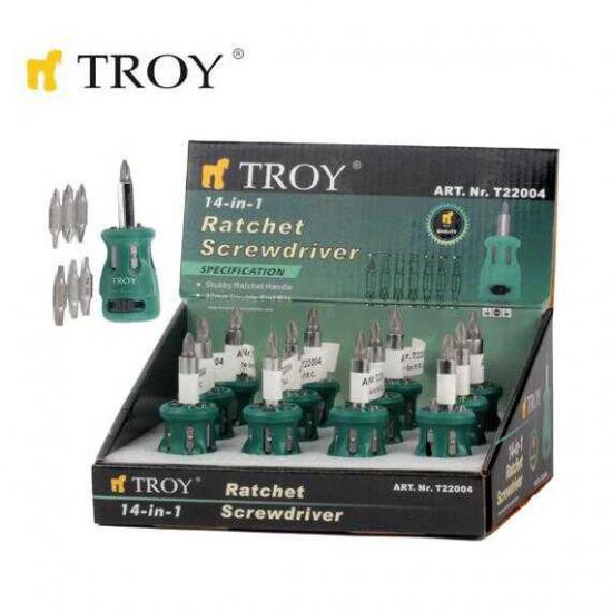 Troy 22004 Bits Uçlu Topaç Tornavida Seti (Standlı) (12 Adet)