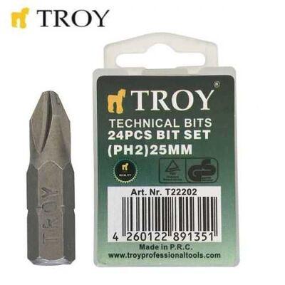 Troy 22202 Bits Uç Seti (PH2x25 Mm 24 Adet)