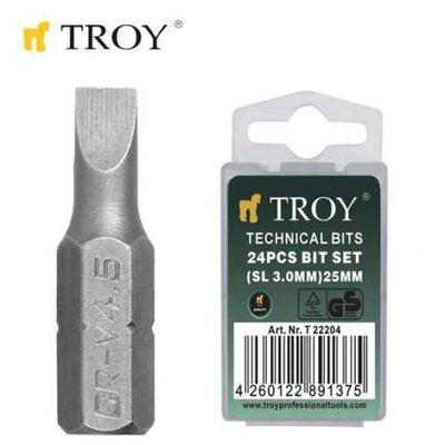 Troy 22204 Bits Uç Seti (Düz 3,0x25 Mm 24 Adet)