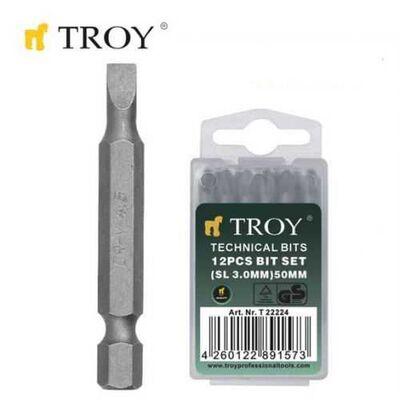 Troy 22224 Bits Uç Seti (Düz 3,0x50 Mm 12 Adet)
