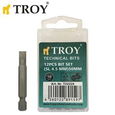 Troy 22226 Bits Uç Seti (Düz 4,5x50 Mm 12 Adet)