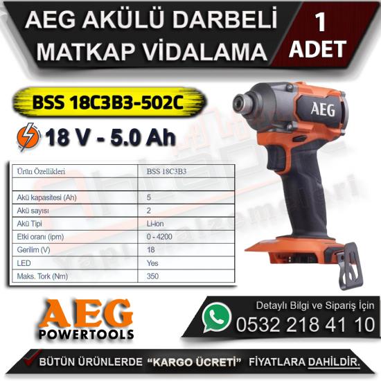 AEG BSS 18C3B3-502 18V 5.0 Ah Kömürsüz Akülü Darbeli Matkap Vidalama