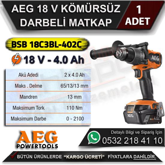 AEG BSB 18C3BL-402C 18 V 4.0 Ah Çift Akü Kömürsüz Darbeli Matkap Vidalama