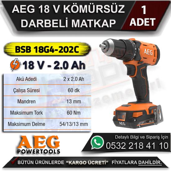 AEG BSB 18G4-202C Darbeli Matkap Kömürsüz Çift Akü 18v 2ah