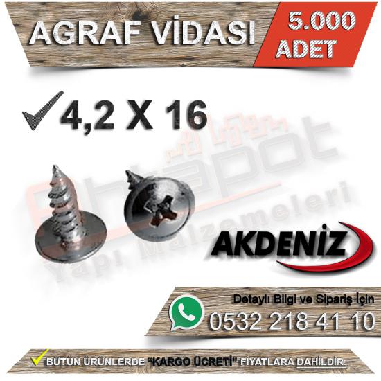 Akdeniz Agraf Vidası 4,2X16 (5.000 Adet), Akdeniz Agraf Vidası 4.2X16, Akdeniz, Agraf, Vidası, 4.2X16, Akdeniz Agraf Vidası, Agraf Vidası, Akdeniz Vida