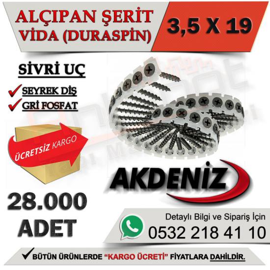 Akdeniz Alçıpan Vidası Seyrek Dişli 3,5X19 (28.000 Adet), Akdeniz Alçıpan Vidası Seyrek Dişli 3,5X19, Akdeniz, Alçıpan, Vidası, Seyrek, Dişli, 3,5X19, Alçıpan Vidası Seyrek Dişli, Alçıpan Vidası, Akde