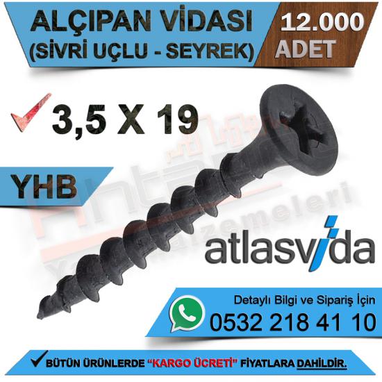 Atlas Alçıpan Vidası Seyrek Dişli Yhb 3,5X19 (12.000 Adet)