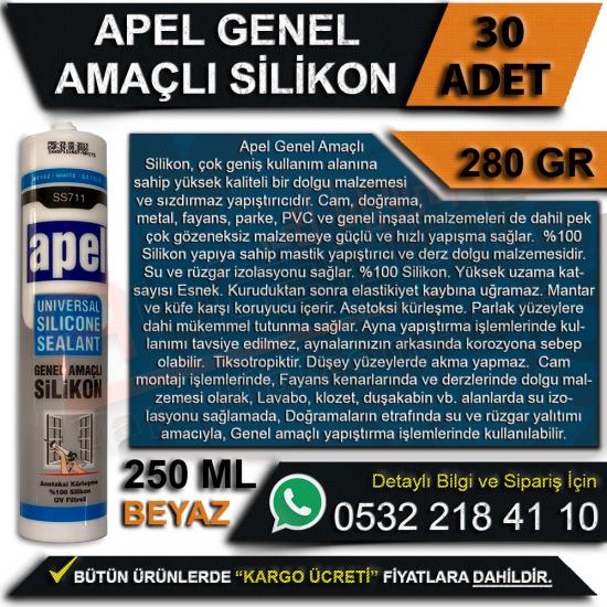 Apel Genel Amaçlı Silikon Beyaz 280 Gr (30 Adet), Apel, Genel, Amaçlı, Silikon, Beyaz, 280 Gr, Apel Genel Amaçlı Silikon, Apel Silikon, Genel Amaçlı Silikon, Beyaz Silikon, 280 Gr Silikon, Toptan Sili