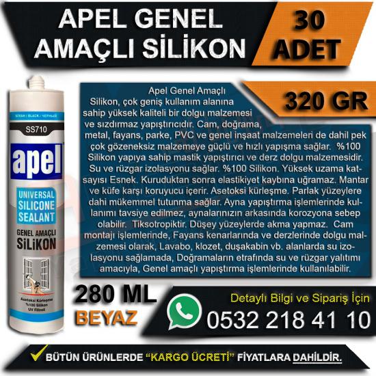 Apel Genel Amaçlı Silikon Beyaz 320 Gr (30 Adet), Apel, Genel, Amaçlı, Silikon, Beyaz, 320 Gr, Apel Genel Amaçlı Silikon, Apel Silikon, Genel Amaçlı Silikon, Beyaz Silikon, 320 Gr Silikon, Toptan Sili