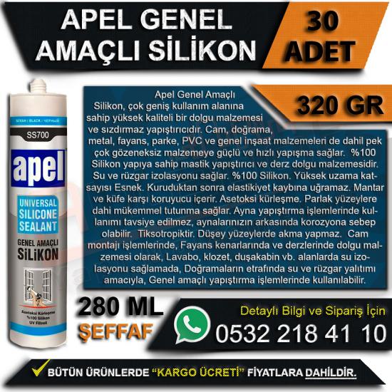 Apel Genel Amaçlı Silikon Şeffaf 320 Gr (30 Adet), Apel, Genel, Amaçlı, Silikon, Şeffaf, 320 Gr, Apel Genel Amaçlı Silikon, Apel Silikon, Genel Amaçlı Silikon, Şeffaf Silikon, 320 Gr Silikon, Toptan S