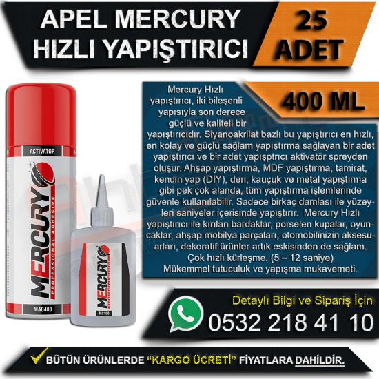 Apel Mercury Hızlı Yapıştırıcı 100 Gr & Sprey 400 Ml (25 Adet), Apel Mercury Hızlı Yapıştırıcı, Apel, Mercury, Hızlı, Yapıştırıcı, Mercury Hızlı Yapıştırıcı 400 Ml, Hızlı Yapıştırıcı 400 Ml, Apel Merc